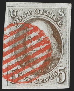 Sale 1197, Lot 1526, 5c 1847 Issue (Scott 1)