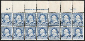 Sale 1201, Lot 2068, Imprint and Plate Number Blocks