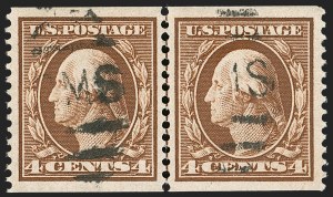 Sale Number 1202, Lot Number 2360, 1908-12 Perf 12 Horizontal Coils, Double-Line Watermark (Scott 352-356)