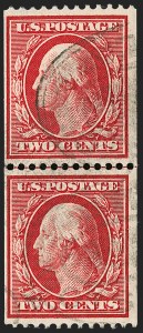 Sale 1202, Lot 2386, 1910 Perf 12 Vertical Coils, Single-Line Watermark (Scott 385-386)