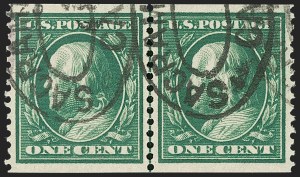 Sale 1202, Lot 2391, 1910-11 Perf 12 Horizontal Coils, Single-Line Watermark (Scott 387-389)
