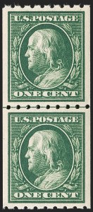 Sale 1202, Lot 2400, 1910 Perf 8.5 Vertical Coils, Single-Line Watermark (Scott 390-391)