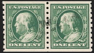 Sale 1202, Lot 2416, 1910-13 Perf 8.5 Horizontal Coils, Single-Line Watermark (Scott 392-396)