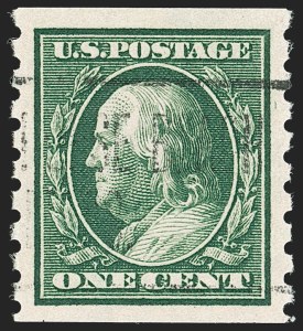 Sale 1202, Lot 2417, 1910-13 Perf 8.5 Horizontal Coils, Single-Line Watermark (Scott 392-396)