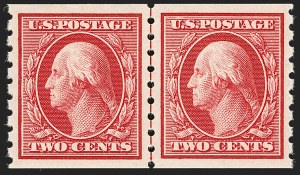 Sale 1202, Lot 2418, 1910-13 Perf 8.5 Horizontal Coils, Single-Line Watermark (Scott 392-396)
