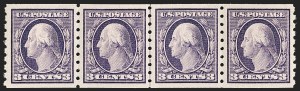 Sale 1202, Lot 2424, 1910-13 Perf 8.5 Horizontal Coils, Single-Line Watermark (Scott 392-396)