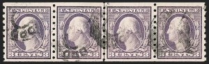 Sale 1202, Lot 2428, 1910-13 Perf 8.5 Horizontal Coils, Single-Line Watermark (Scott 392-396)