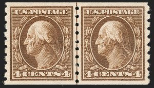 Sale 1202, Lot 2431, 1910-13 Perf 8.5 Horizontal Coils, Single-Line Watermark (Scott 392-396)