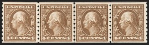 Sale 1202, Lot 2432, 1910-13 Perf 8.5 Horizontal Coils, Single-Line Watermark (Scott 392-396)