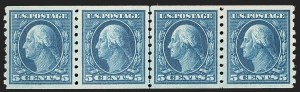 Sale 1202, Lot 2437, 1910-13 Perf 8.5 Horizontal Coils, Single-Line Watermark (Scott 392-396)
