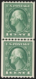 Sale Number 1202, Lot Number 2470, 1914 Perf 10 Vertical Coils, Single-Line Watermark (Scott 441-442)