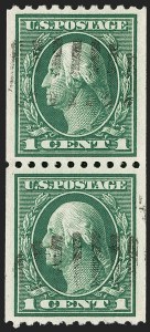 Sale 1202, Lot 2474, 1914 Perf 10 Vertical Coils, Single-Line Watermark (Scott 441-442)
