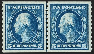 Sale 1202, Lot 2508, 1914 Perf 10 Horizontal Coils, Single-Line Watermark (Scott 443-447)