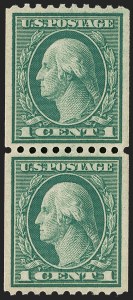 Sale 1202, Lot 2514, 1915 Perf 10 Vertical Rotary Press Coils, Single-Line Watermark (Scott 448-449)