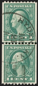 Sale 1202, Lot 2516, 1915 Perf 10 Vertical Rotary Press Coils, Single-Line Watermark (Scott 448-449)