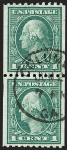 Sale 1202, Lot 2517, 1915 Perf 10 Vertical Rotary Press Coils, Single-Line Watermark (Scott 448-449)