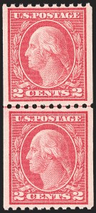 Sale 1202, Lot 2525, 1915 Perf 10 Vertical Rotary Press Coils, Single-Line Watermark (Scott 448-449)