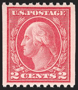 Sale Number 1202, Lot Number 2527, 1915 Perf 10 Vertical Rotary Press Coils, Single-Line Watermark (Scott 448-449)