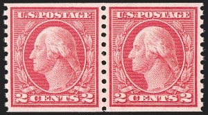 Sale Number 1202, Lot Number 2537, 1915 Perf 10 Horizontal Rotary Press Coils, Single-Line Watermark (Scott 450-459)