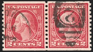 Sale Number 1202, Lot Number 2546, 1915 Perf 10 Horizontal Rotary Press Coils, Single-Line Watermark (Scott 450-459)