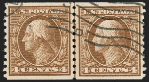 Sale 1202, Lot 2563, 1915 Perf 10 Horizontal Rotary Press Coils, Single-Line Watermark (Scott 450-459)