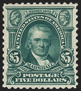 Sale 1206, Lot 356, 1902-08 Issues (Scott 300-320), $5.00 Dark Green (313) Sale 1206, Lot 356, 1902-08 Issues (Scott 300-320)