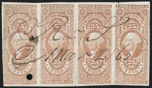 Sale 1209, Lot 1525, Revenues: First Issue Imperforate Multiples