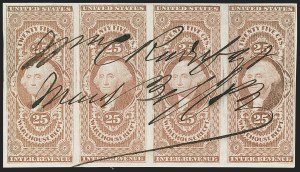 Sale 1209, Lot 1528, Revenues: First Issue Imperforate Multiples