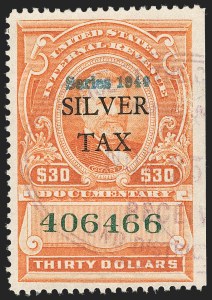 Sale 1209, Lot 1640, Revenues: Silver Tax thru Narcotics