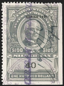 Sale 1209, Lot 1644, Revenues: Silver Tax thru Narcotics