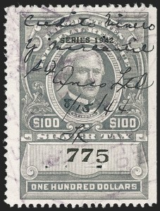 Sale 1209, Lot 1646, Revenues: Silver Tax thru Narcotics