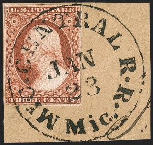 Sale 1217, Lot 597, 3c 1851-57 Issues - Railroads and Waterways