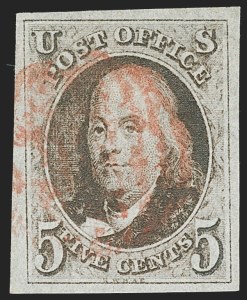 Sale 1219, Lot 10, 5c 1847 Issue (Scott 1)