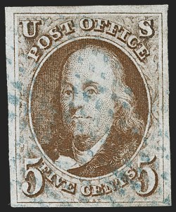 Sale 1219, Lot 16, 5c 1847 Issue (Scott 1)