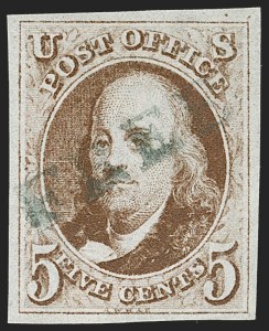 Sale 1219, Lot 19, 5c 1847 Issue (Scott 1)