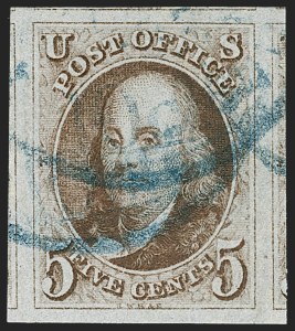 Sale 1219, Lot 3, 5c 1847 Issue (Scott 1)