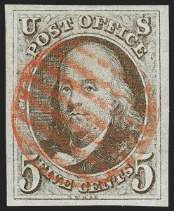 Sale 1219, Lot 6, 5c 1847 Issue (Scott 1)