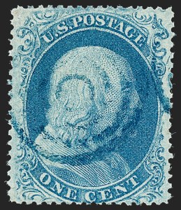 Sale 1221, Lot 1117, 1857-60 Issue (Scott 18-39), 1c Blue, Ty. IIIa (22) Sale 1221, Lot 1117, 1857-60 Issue (Scott 18-39)