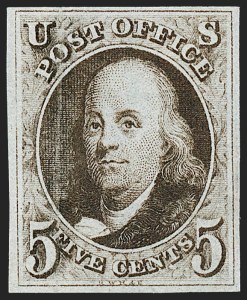 Sale 1227, Lot 2092, 5c 1847 Issue (Scott 1)