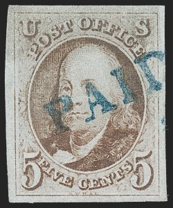 Sale 1227, Lot 2095, 5c 1847 Issue (Scott 1)