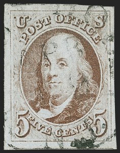 Sale 1227, Lot 2096, 5c 1847 Issue (Scott 1)