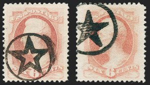 Sale 1227, Lot 2710, Fancy Cancels on the 1869 Pictorial Issue and 1870-88 Bank Notes Issues