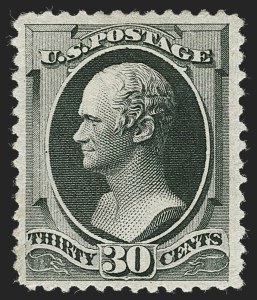 Sale 1227, Lot 2825, 1875 Continental thru 1879 American Bank Note Co. Issue (Scott 178-191), 30c Full Black (190) Sale 1227, Lot 2825, 1875 Continental thru 1879 American Bank Note Co. Issue (Scott 178-191)