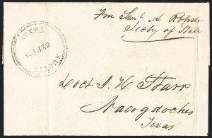 Sale 1230, Lot 1099, The Sandford N. Arnold Collection of Early Texas Postal History
