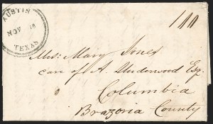 Sale 1230, Lot 1101, The Sandford N. Arnold Collection of Early Texas Postal History