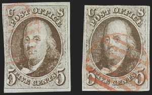Sale 1230, Lot 1695, 1847 Issue (Scott 1-2)