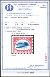 Sale 1233, Lot 1531, 24c Inverted Jenny, Position 77