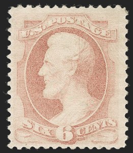 Sale 1235, Lot 1148, 1879 American Bank Note Co. Issue (Scott 182-191), 6c Pink (186) Sale 1235, Lot 1148, 1879 American Bank Note Co. Issue (Scott 182-191)