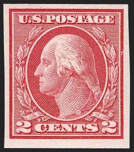 Sale 1235, Lot 1338, 1912-17 Washington-Franklin Issue (Scott 405-480), 2c Carmine, Ty. I, Imperforate Coil (459) Sale 1235, Lot 1338, 1912-17 Washington-Franklin Issue (Scott 405-480)