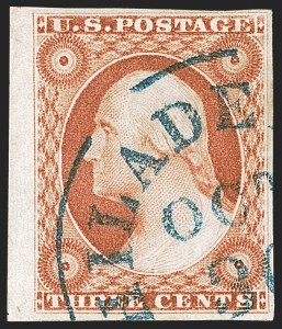 Sale 1242, Lot 140, Three-Cent: Orange Brown, Types I, II (Scott 10-10A)